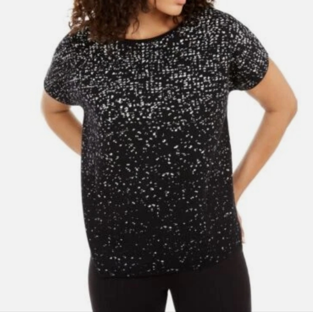 Alfani,Knit Print Sweater, Black & White,Small